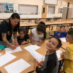 Happy children during art class