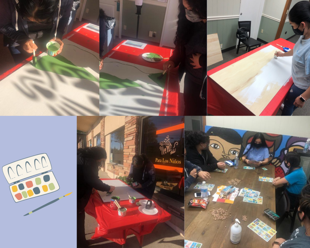 Photos of PLN participants painting 